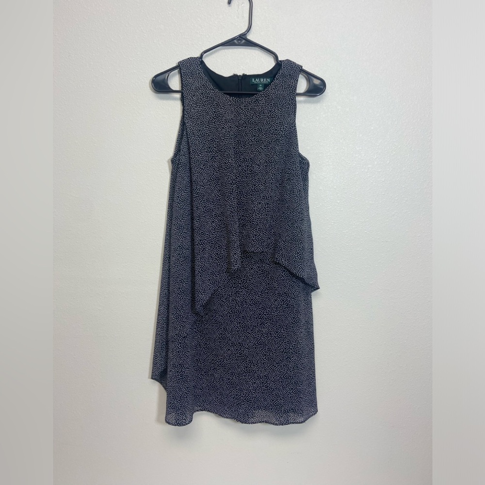 Ralph Lauren black dress with white polka , size 8